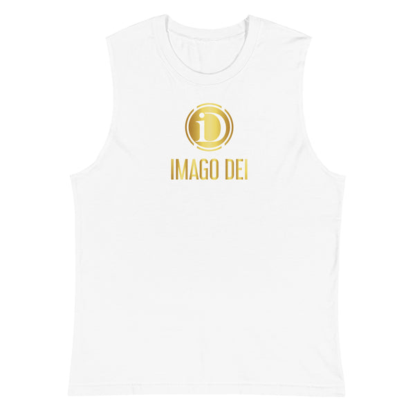MEN'S LIMITED RELEASE, IMAGO DEI WHITE SLEEVELESS TANK.