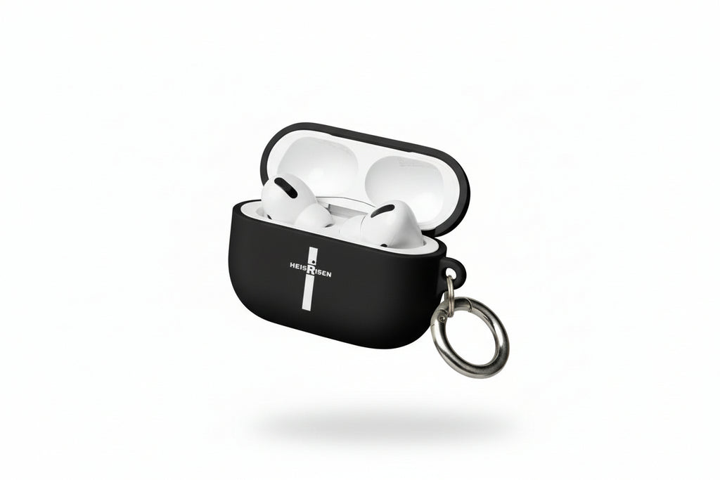 HE IS RISEN Christian Air Pods case with carabiner.