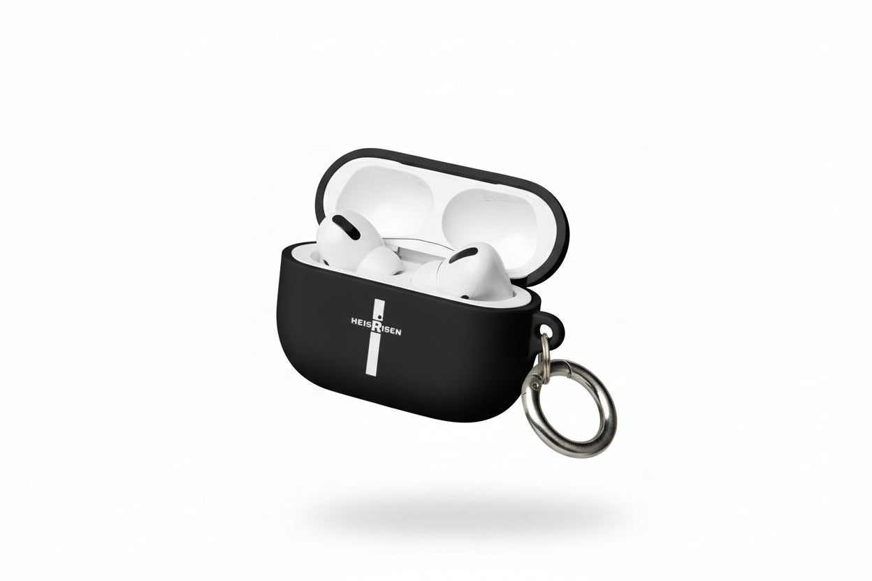 HE IS RISEN Christian Air Pods case with carabiner.