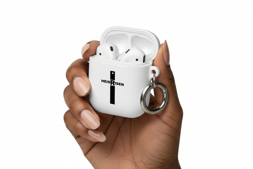 HE IS RISEN Christian Air Pods case with carabiner.
