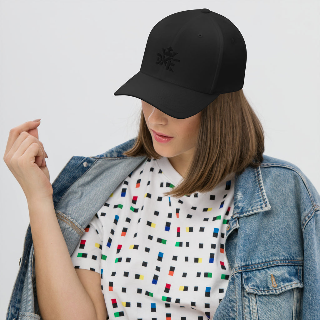 DKF unisex twill cap with embroidered Kingdom design.