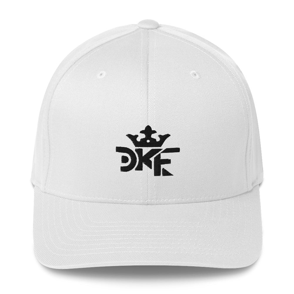 White DKF twill cap with Kingdom culture embroidery — DKINGDOMFASHIONS.