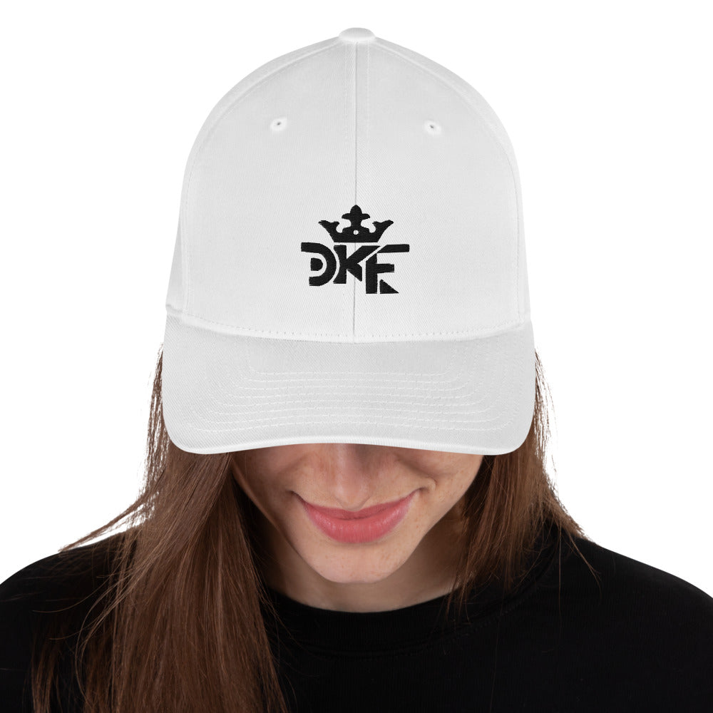 White DKF twill cap with Kingdom culture embroidery — DKINGDOMFASHIONS.