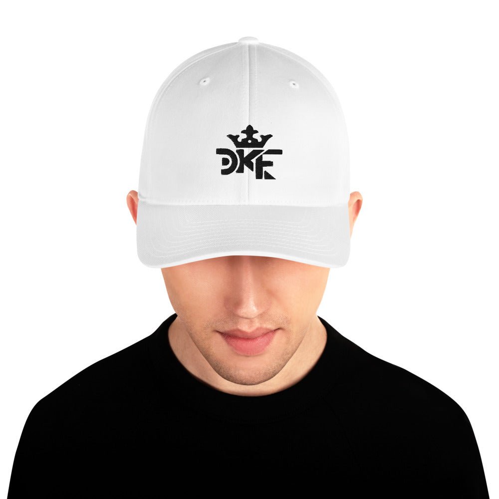 White DKF twill cap with Kingdom culture embroidery — DKINGDOMFASHIONS.