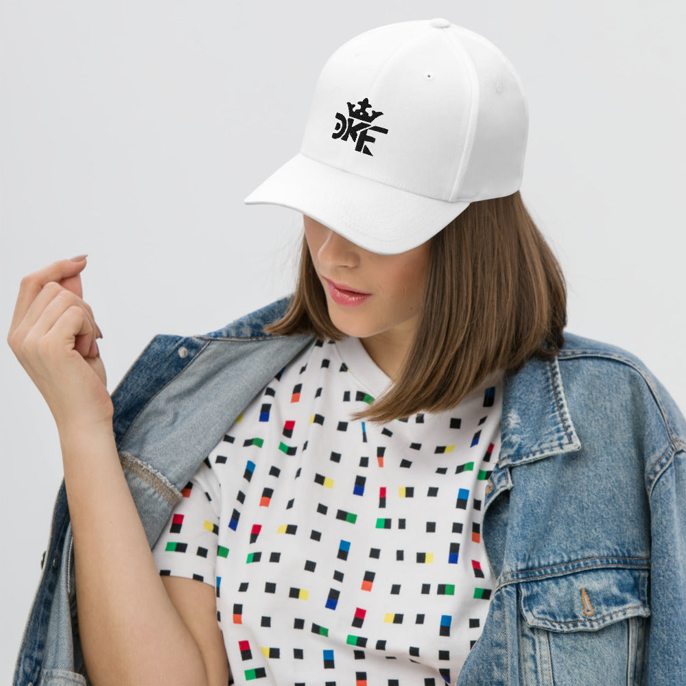 White DKF twill cap with Kingdom culture embroidery — DKINGDOMFASHIONS.