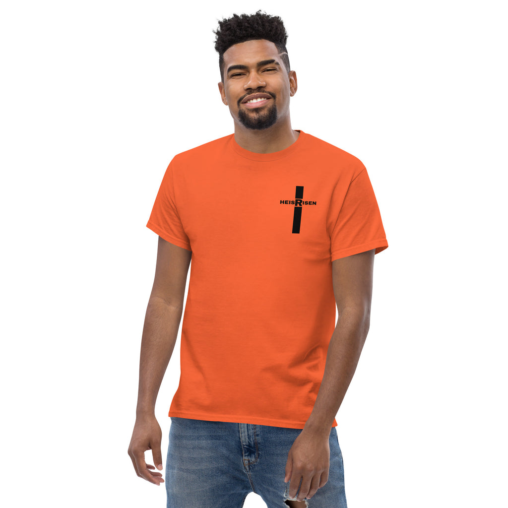 DKINGDOMFASHIONS red HE IS RISEN shirt declaring the resurrection.
