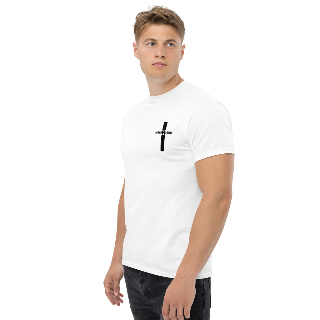 “Christian resurrection T‑shirt with HE IS RISEN design inspired by 1 Peter 1:3.”