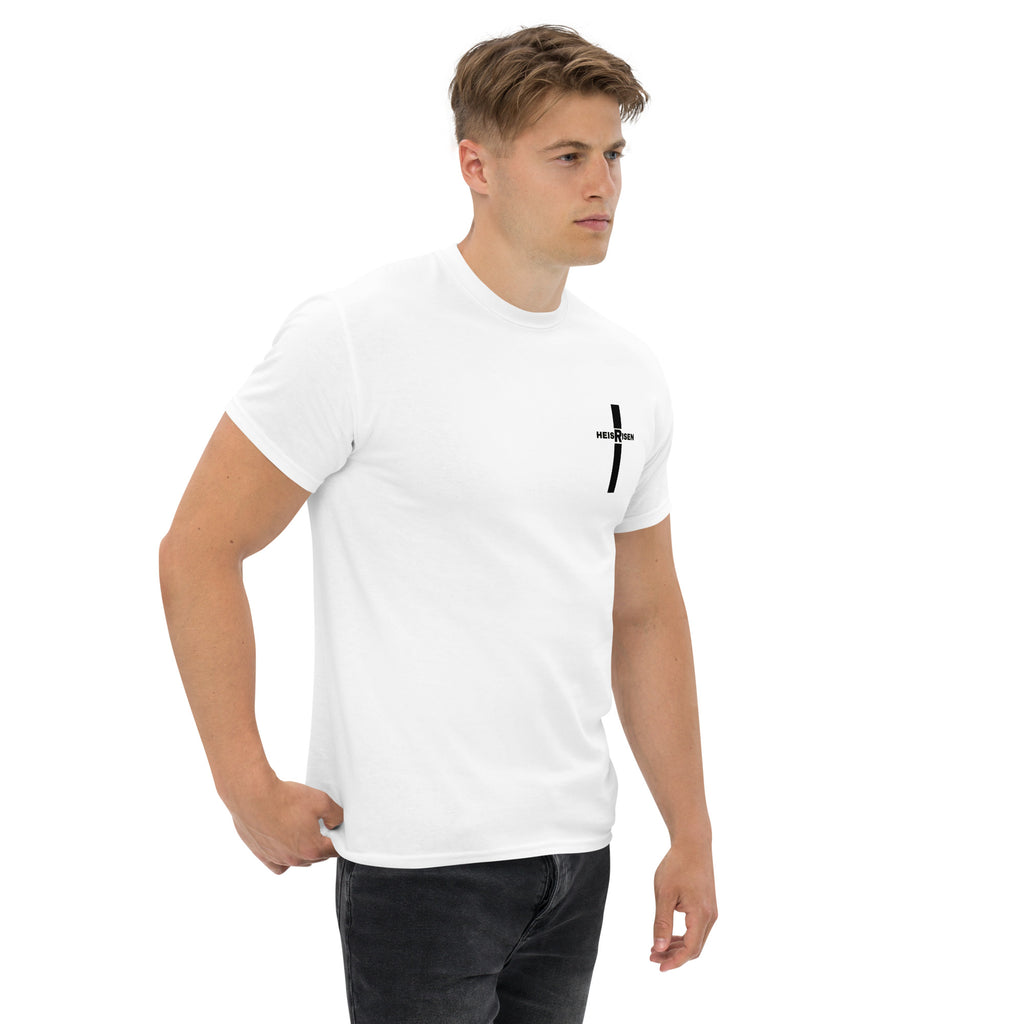 Christian Easter T‑shirt with “HE IS RISEN” design, inspired by 1 Peter 1:3 and celebrating the daily reality of Christ’s resurrection.