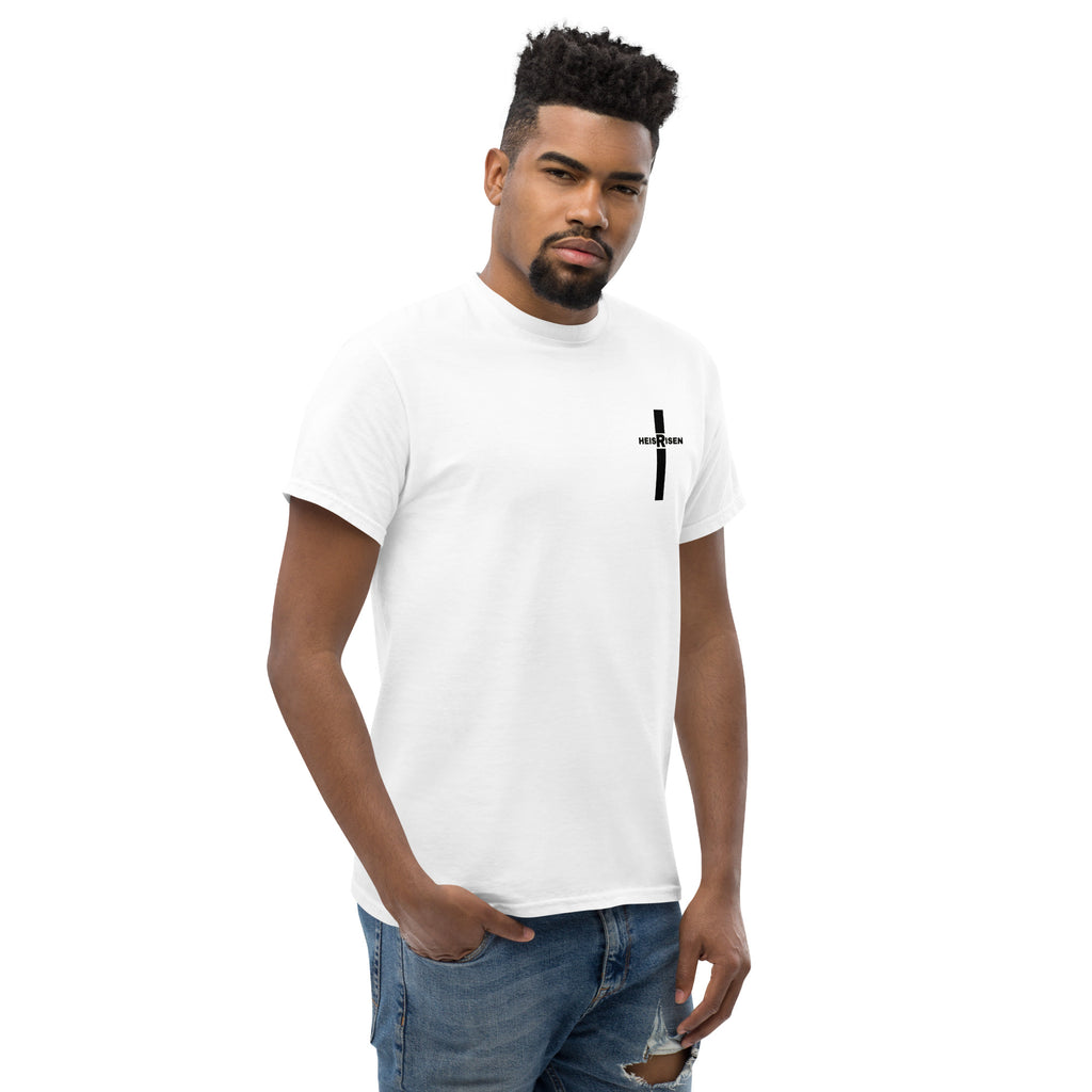 “Christian resurrection T‑shirt with HE IS RISEN design inspired by 1 Peter 1:3.”