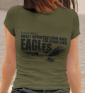 Women’s army green Isaiah 40:31 Christian T‑shirt — Wait on the Lord.