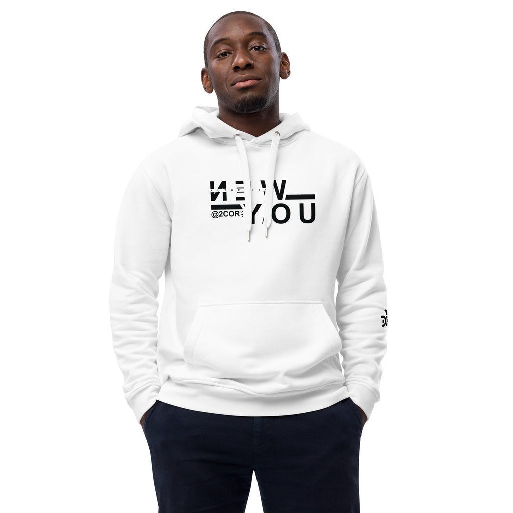2 Corinthians 5:17 eco hoodie made from organic cotton and recycled polyester, Christian streetwear design by DKINGDOMFASHIONS.

