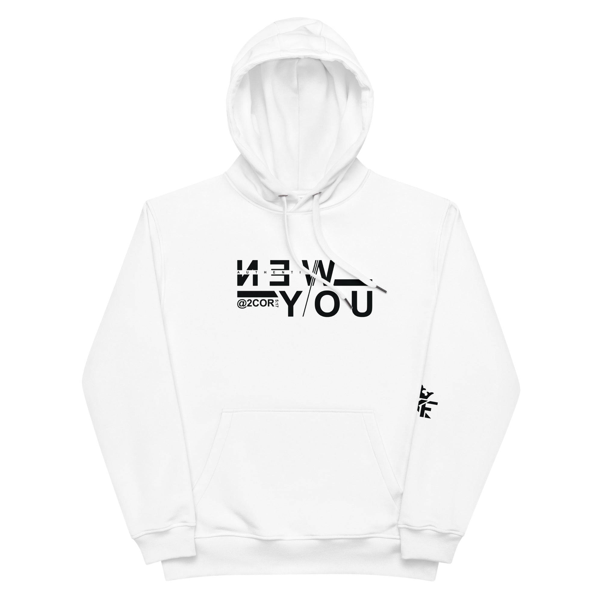 2 Corinthians 5:17 eco hoodie made from organic cotton and recycled polyester, Christian streetwear design by DKINGDOMFASHIONS.

