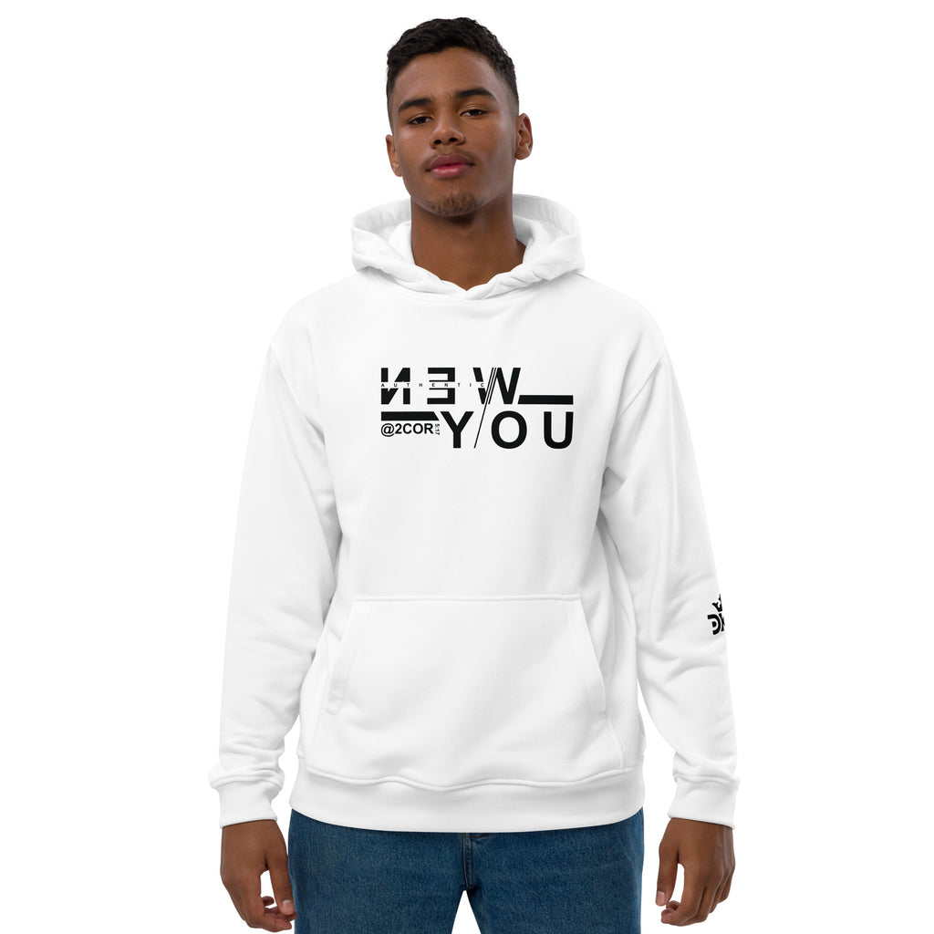 2 Corinthians 5:17 eco hoodie made from organic cotton and recycled polyester, Christian streetwear design by DKINGDOMFASHIONS.

