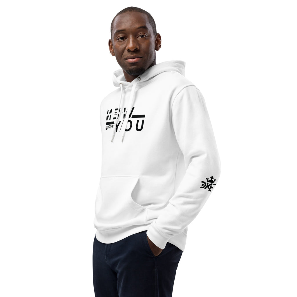 2 Corinthians 5:17 eco hoodie made from organic cotton and recycled polyester, Christian streetwear design by DKINGDOMFASHIONS.

