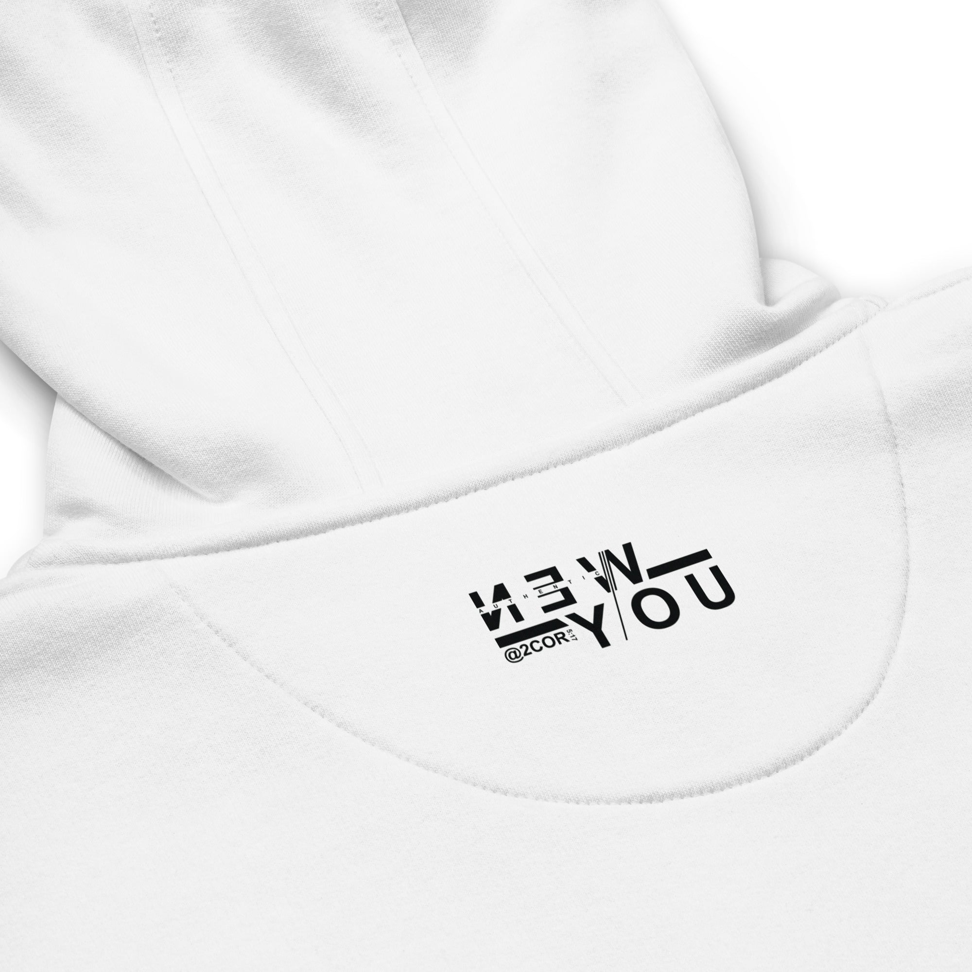 2 Corinthians 5:17 eco hoodie made from organic cotton and recycled polyester, Christian streetwear design by DKINGDOMFASHIONS.

