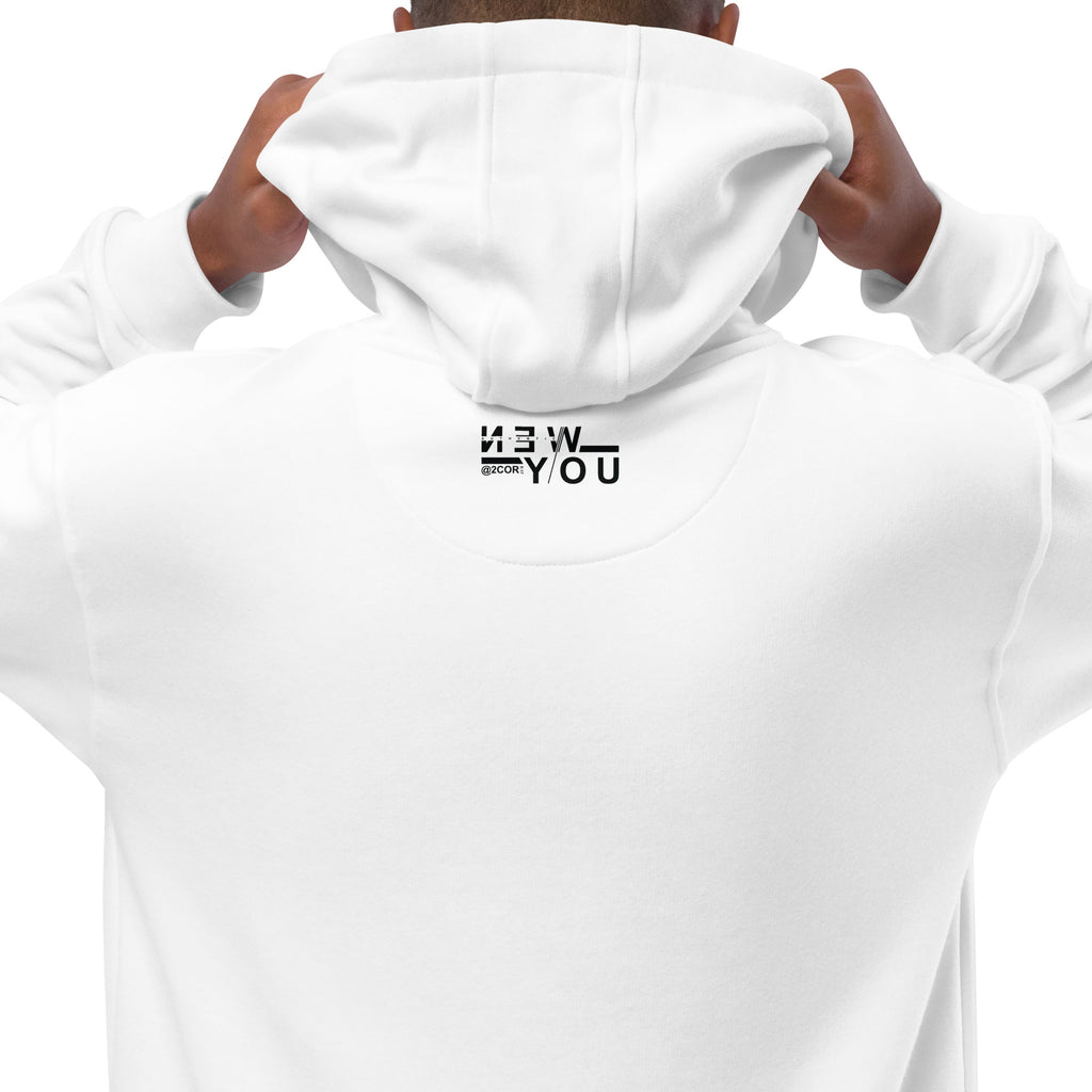 2 Corinthians 5:17 eco hoodie made from organic cotton and recycled polyester, Christian streetwear design by DKINGDOMFASHIONS.

