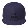 Navy blue IMAGO DEI embroidered snapback hat — DKINGDOMFASHIONS.