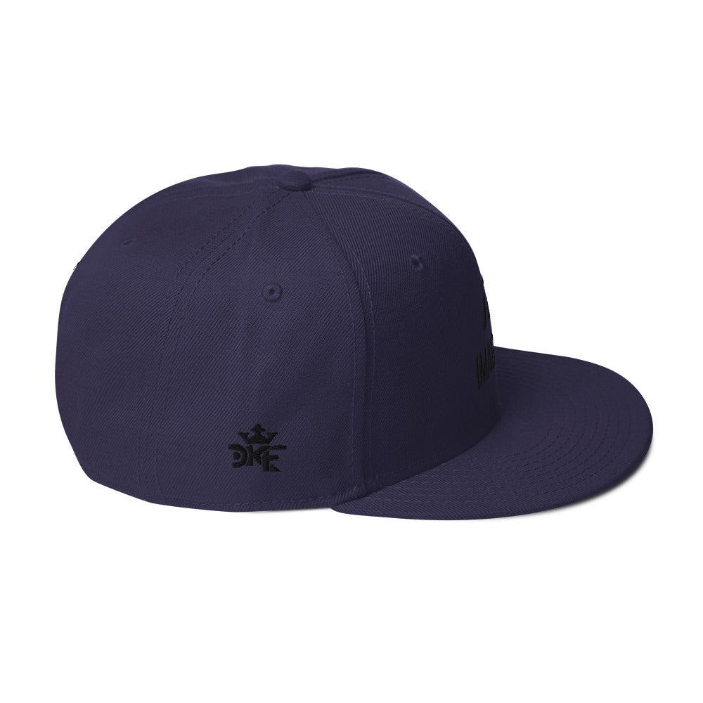 Navy blue IMAGO DEI embroidered snapback hat — DKINGDOMFASHIONS.