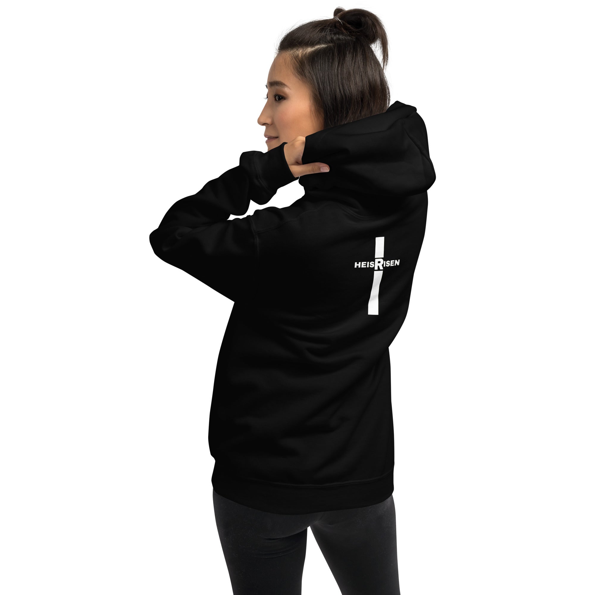 Black women’s Christian resurrection hoodie with Praise God for a Living Hope and 1 Peter 1:3.