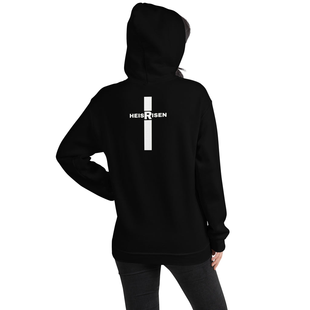 Black women’s Christian resurrection hoodie with Praise God for a Living Hope and 1 Peter 1:3.