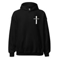 Black men’s Christian resurrection hoodie with He Is Risen and 1 Peter 1:3.