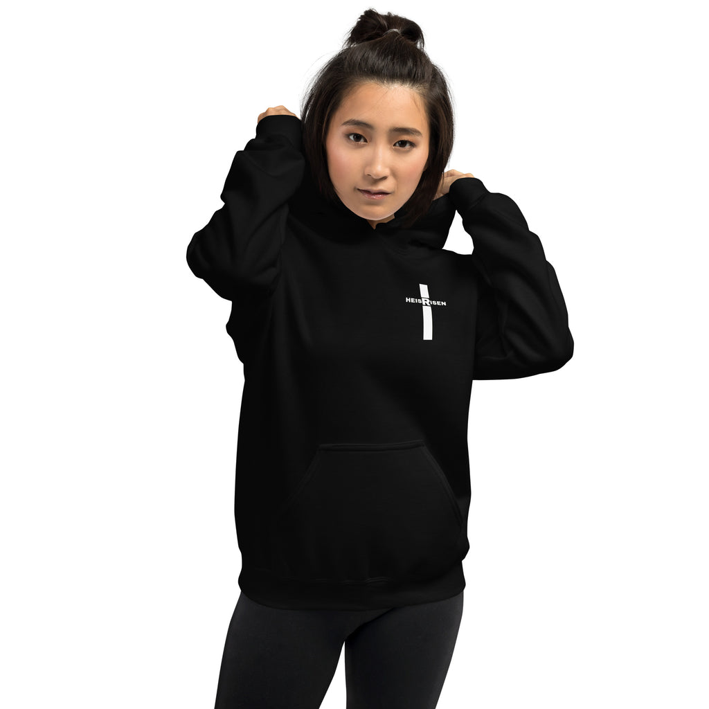 Black women’s Christian resurrection hoodie with Praise God for a Living Hope and 1 Peter 1:3.