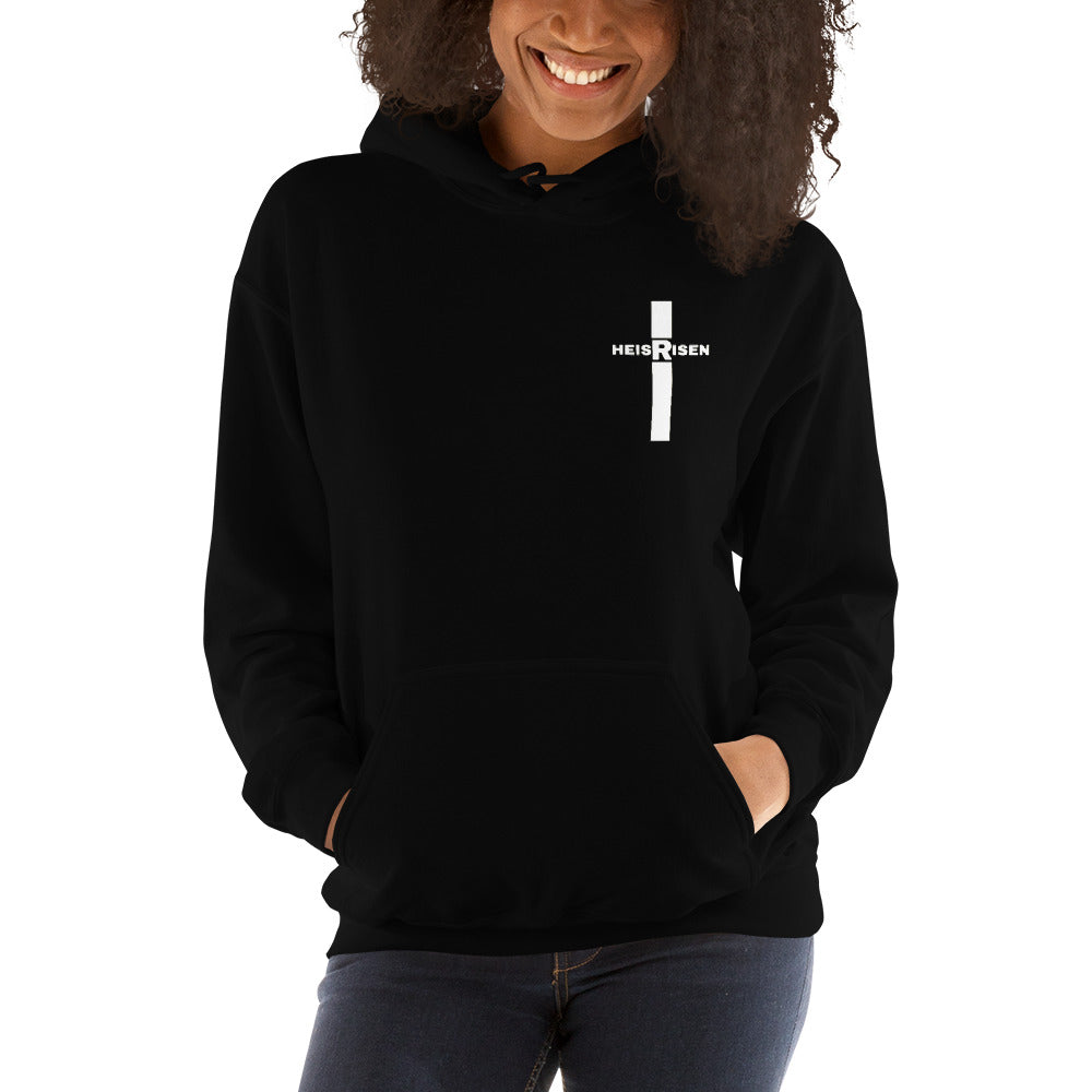 Black women’s Christian resurrection hoodie with Praise God for a Living Hope and 1 Peter 1:3.