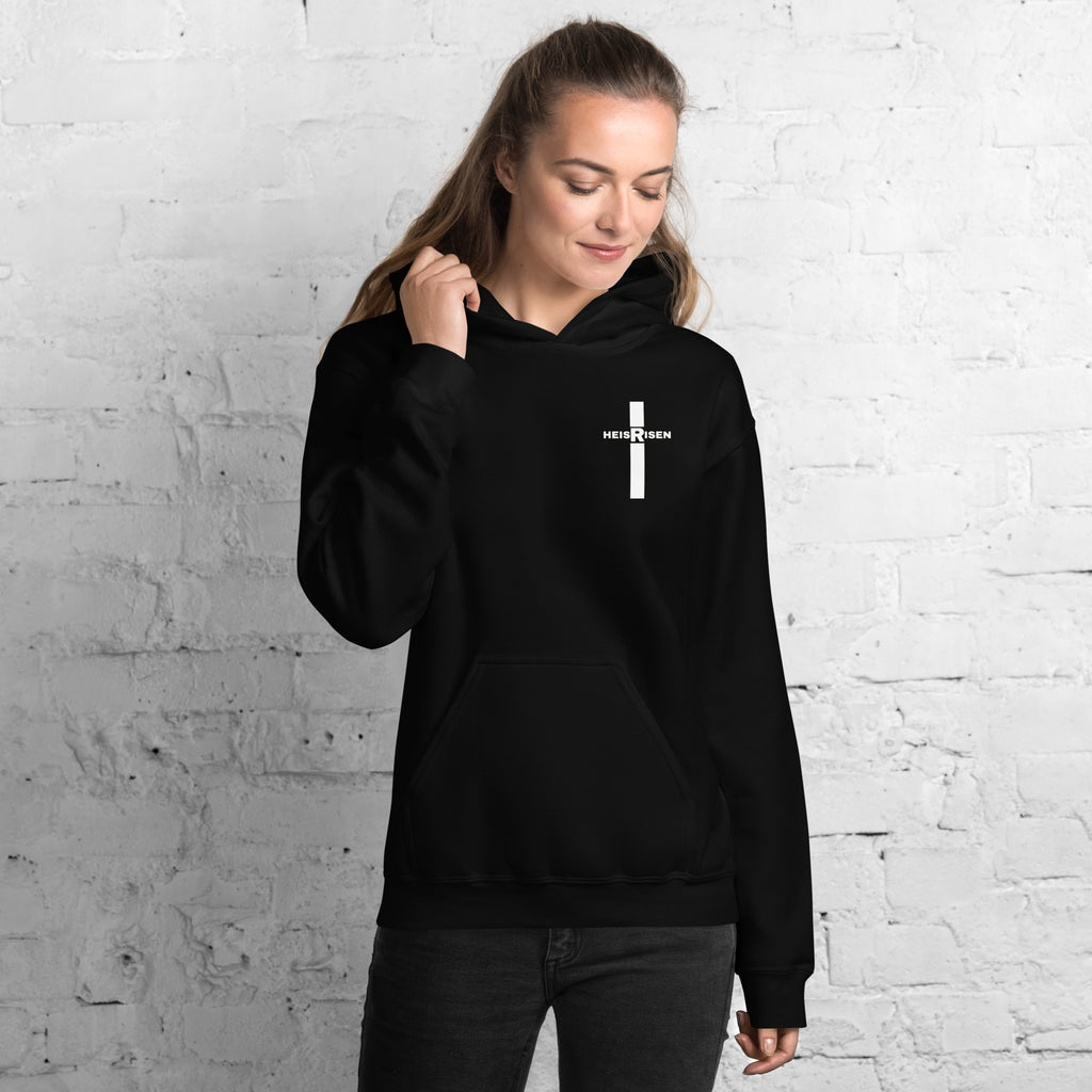 Black women’s Christian resurrection hoodie with Praise God for a Living Hope and 1 Peter 1:3.