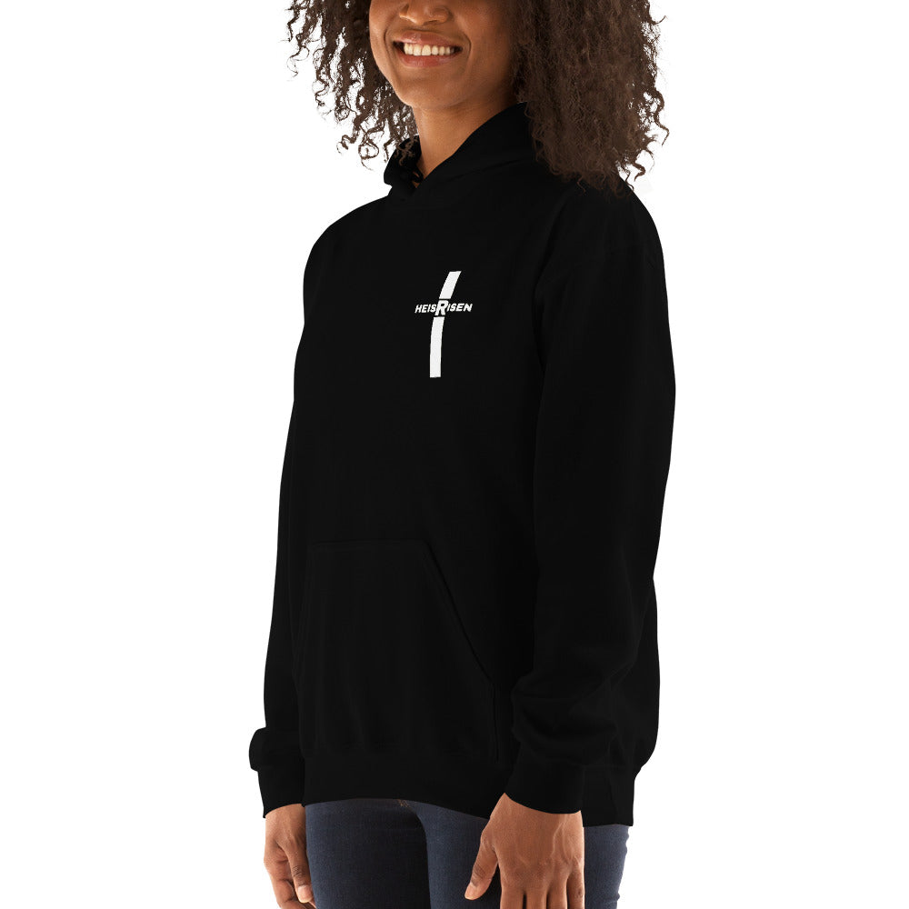 Black women’s Christian resurrection hoodie with Praise God for a Living Hope and 1 Peter 1:3.