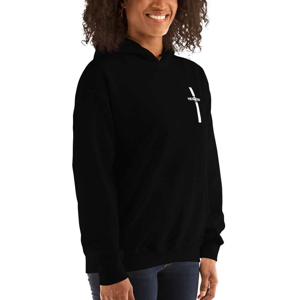 Black women’s Christian resurrection hoodie with Praise God for a Living Hope and 1 Peter 1:3.