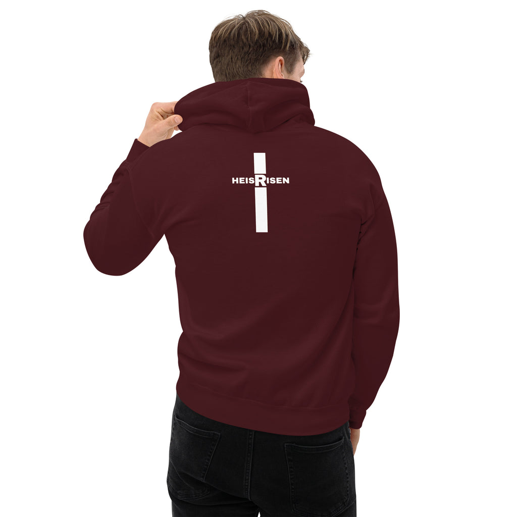 DKINGDOMFASHIONS maroon He Is Risen men’s hoodie.