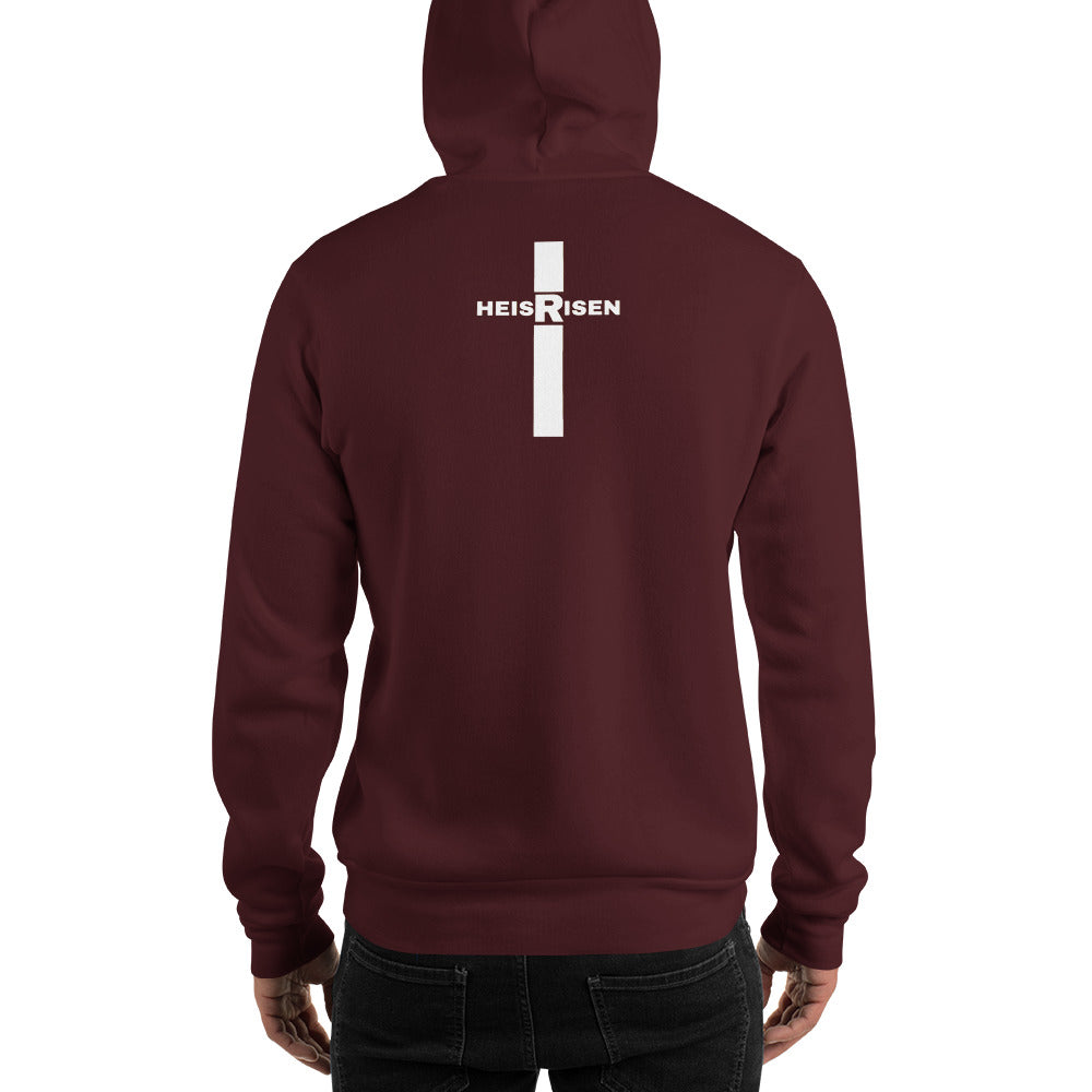 DKINGDOMFASHIONS maroon He Is Risen men’s hoodie.