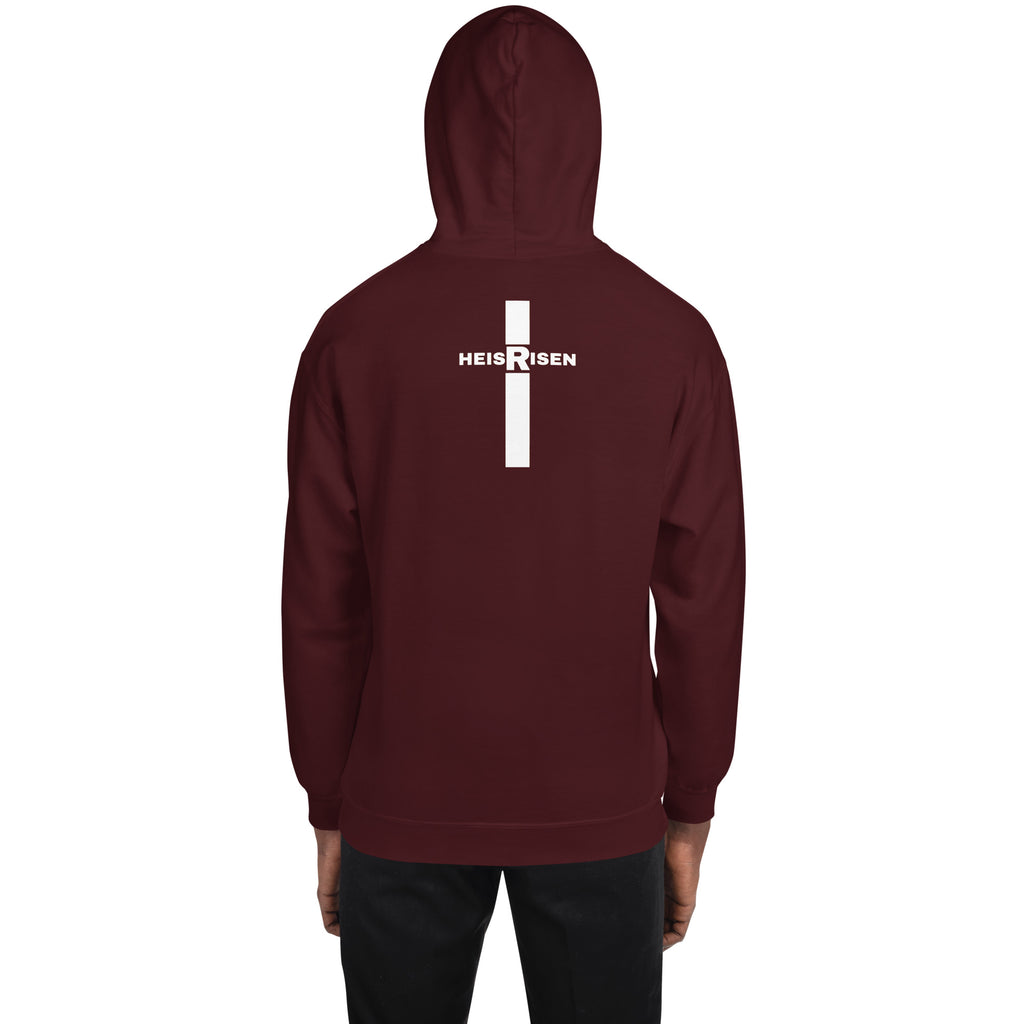 DKINGDOMFASHIONS maroon He Is Risen men’s hoodie.