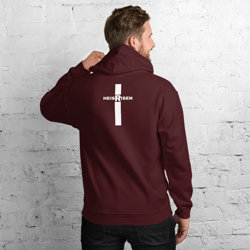 DKINGDOMFASHIONS maroon He Is Risen men’s hoodie.