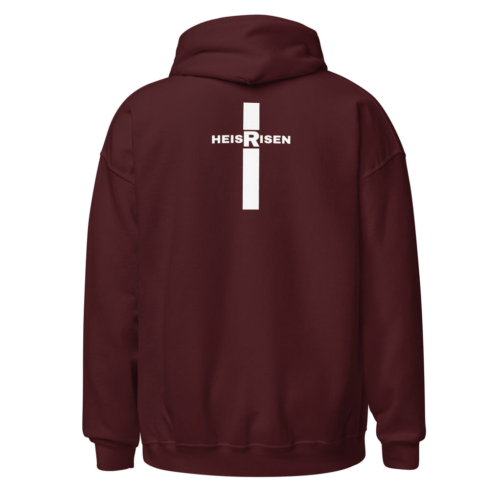 Maroon women’s Christian resurrection hoodie with Praise God for a Living Hope and 1 Peter 1:3.