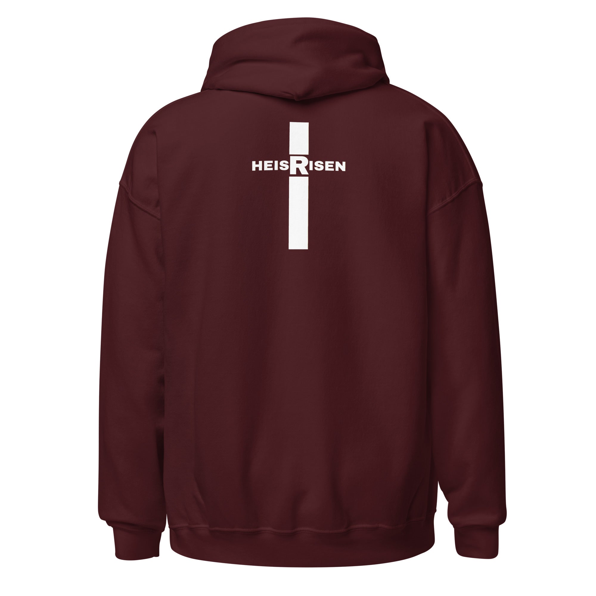 Maroon women’s Christian resurrection hoodie with Praise God for a Living Hope and 1 Peter 1:3.