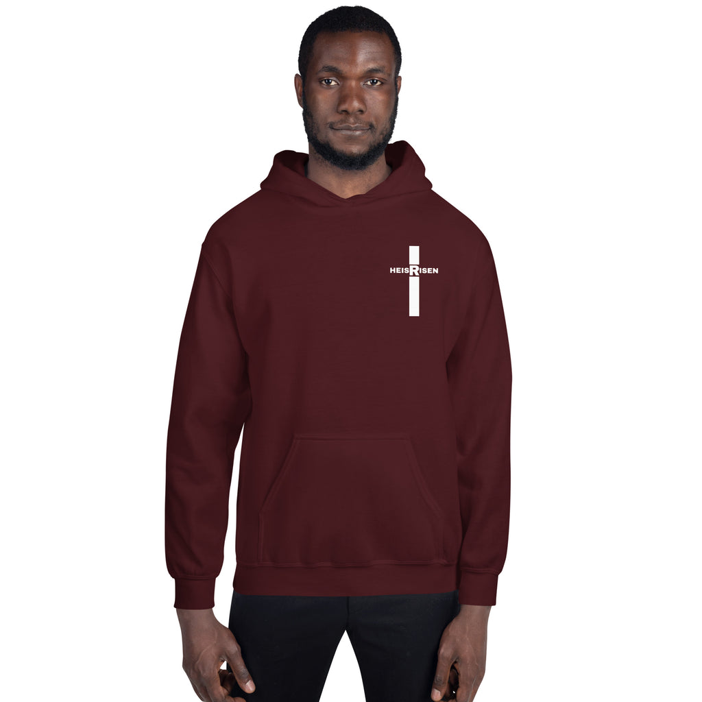 DKINGDOMFASHIONS maroon He Is Risen men’s hoodie.