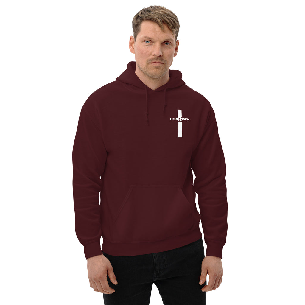 DKINGDOMFASHIONS maroon He Is Risen men’s hoodie.
