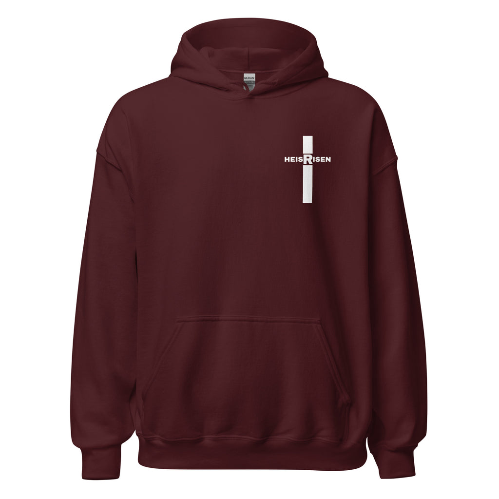 DKINGDOMFASHIONS maroon He Is Risen men’s hoodie.