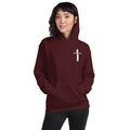 Maroon women’s Christian resurrection hoodie with Praise God for a Living Hope and 1 Peter 1:3.