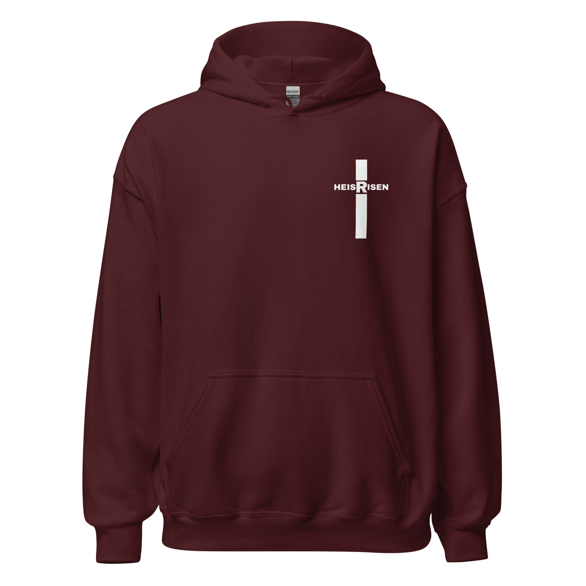 Maroon women’s Christian resurrection hoodie with Praise God for a Living Hope and 1 Peter 1:3.