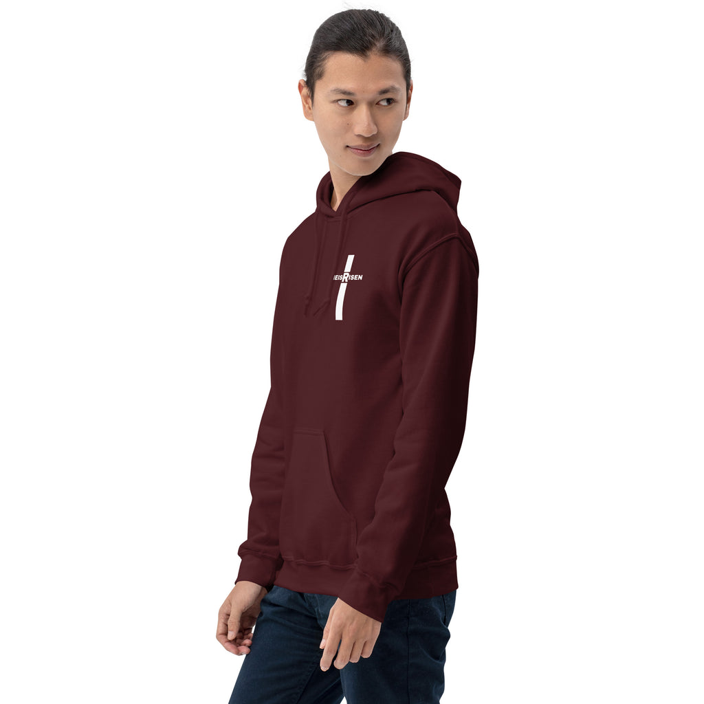 DKINGDOMFASHIONS maroon He Is Risen men’s hoodie.
