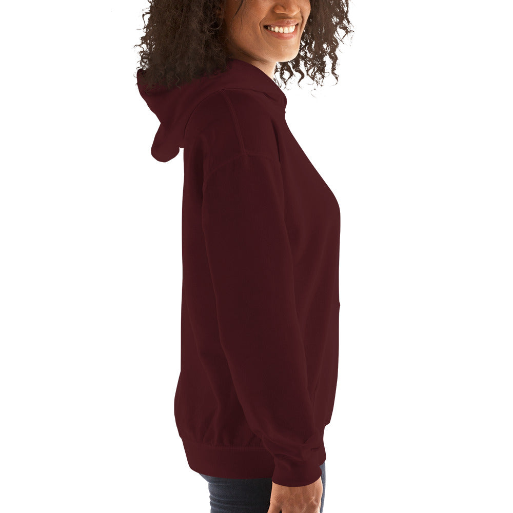 Maroon women’s Christian resurrection hoodie with Praise God for a Living Hope and 1 Peter 1:3.