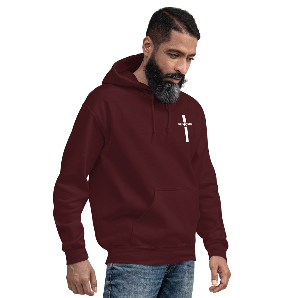 DKINGDOMFASHIONS maroon He Is Risen men’s hoodie.