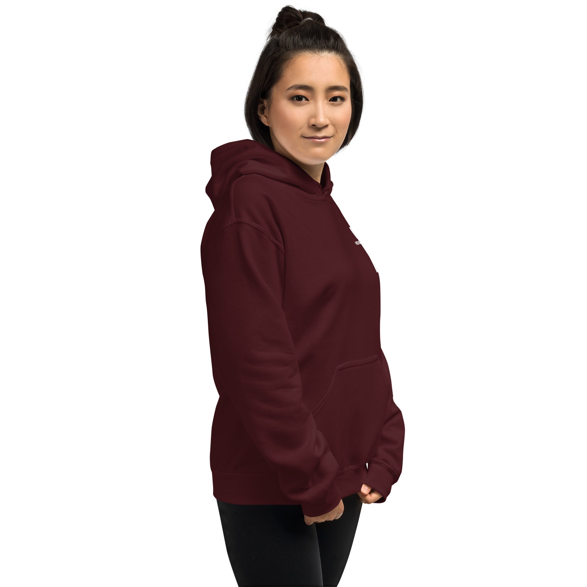 Maroon women’s Christian resurrection hoodie with Praise God for a Living Hope and 1 Peter 1:3.