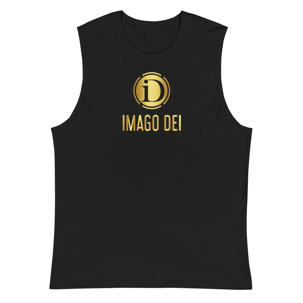 LIMITED RELEASE, MEN'S BLACK IMAGO DEI SLEEVELESS TANK.