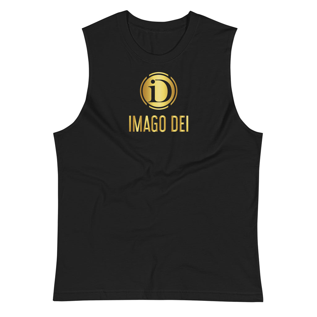 LIMITED RELEASE, MEN'S BLACK IMAGO DEI SLEEVELESS TANK.