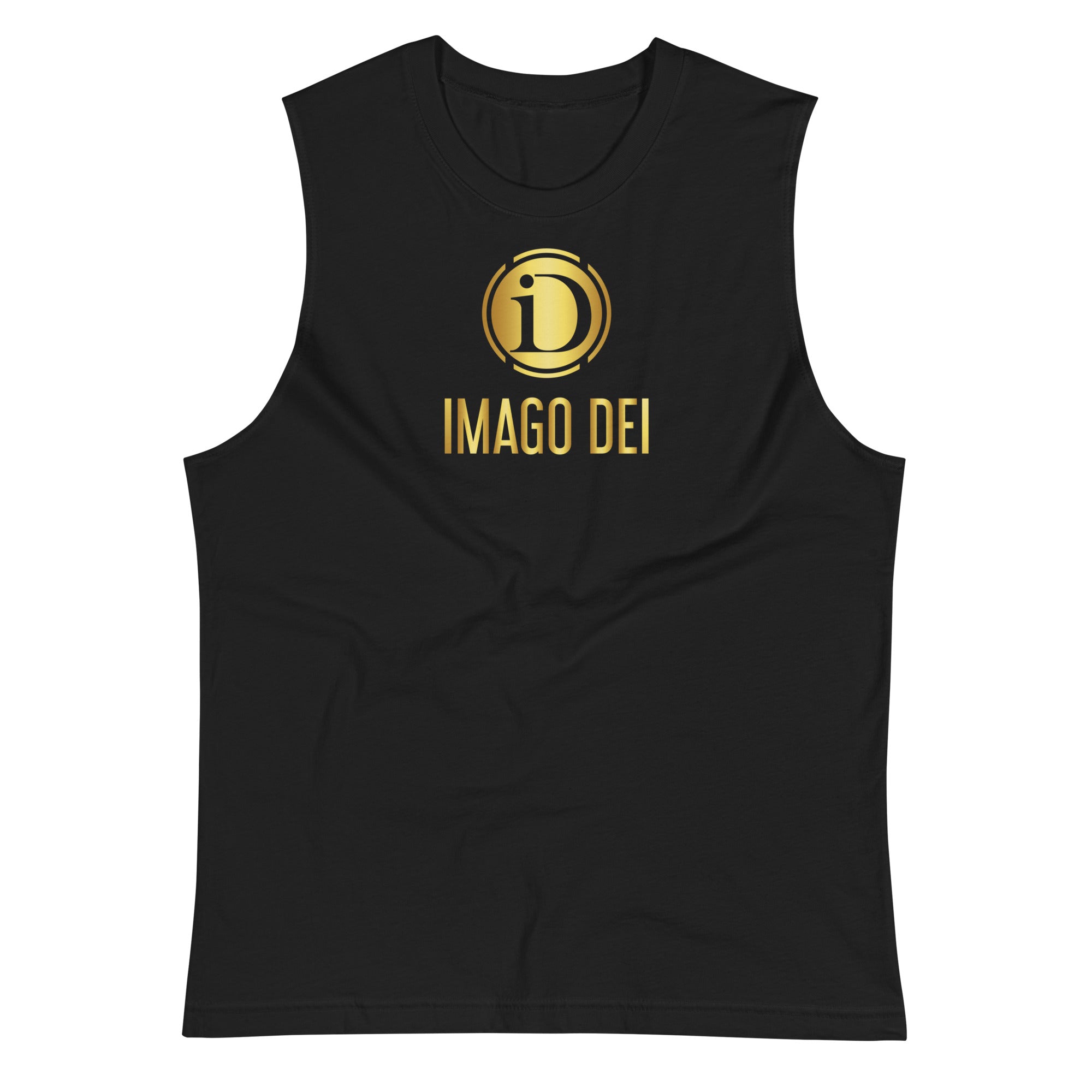 LIMITED RELEASE, MEN'S BLACK IMAGO DEI SLEEVELESS TANK.