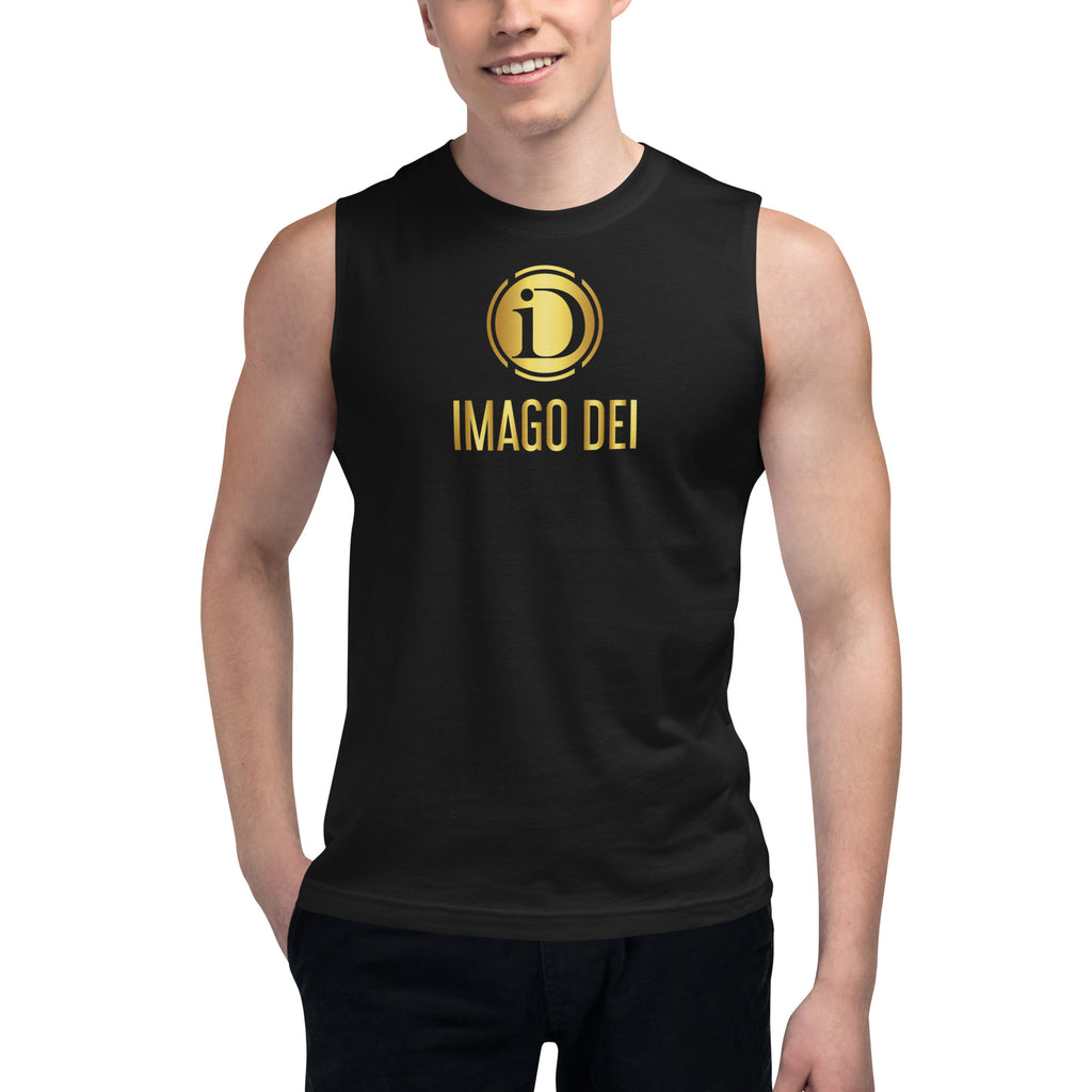 LIMITED RELEASE, MEN'S BLACK IMAGO DEI SLEEVELESS TANK.