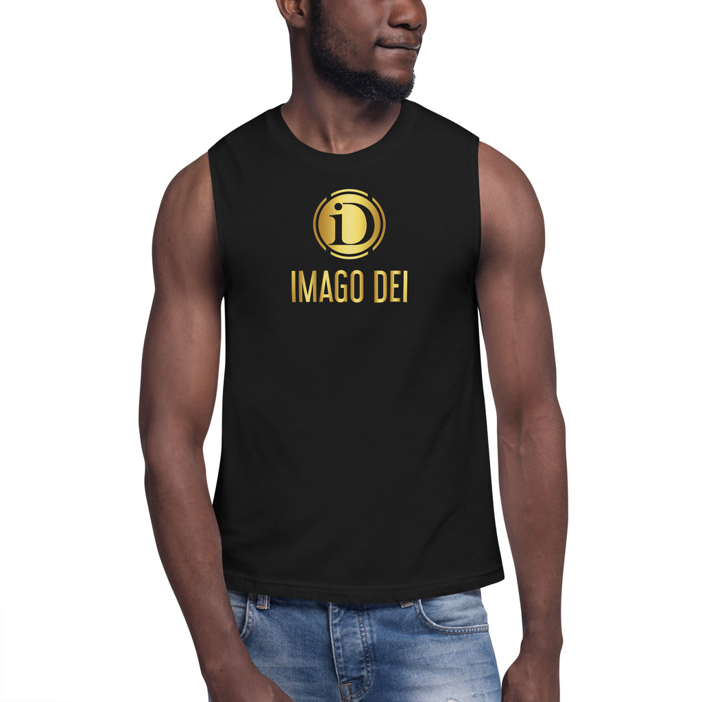 LIMITED RELEASE, MEN'S BLACK IMAGO DEI SLEEVELESS TANK.